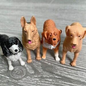 Vintage Dog Toy Figure German Shepherd Springer Spaniel Yellow Lab Saint Bernard